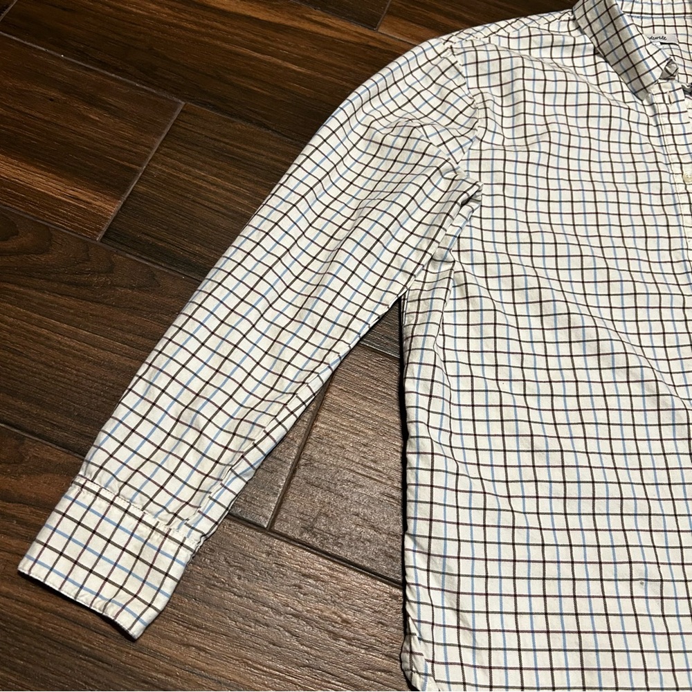 Madewell Women’s Oversized Ex-Boyfriend Plaid Shirt Small Cream Brown Blue - Picture 4 of 12